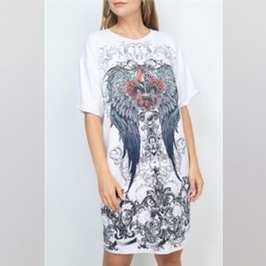 WHITE WINGS PRINT DRESS